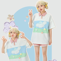 Casual Sports Package Polo Shirt Short T-shirt Short Short Short Two Pieces of Summer New Original Womens Tribe