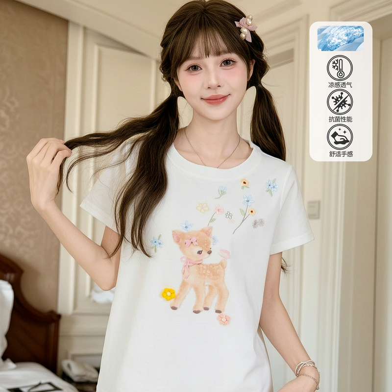New Arrival Limited Time Offer 12% off Mori Girl Tribe Sweet Style T-Shirt for Women with Deer Embroidery, Youthful Loose Short-Sleeve Top New Arrival Limited Time Offer 12% off Mori Girl Tribe Sweet Style T-Shirt for Women with Deer Embroidery, Youthful Loose Short-Sleeve Top