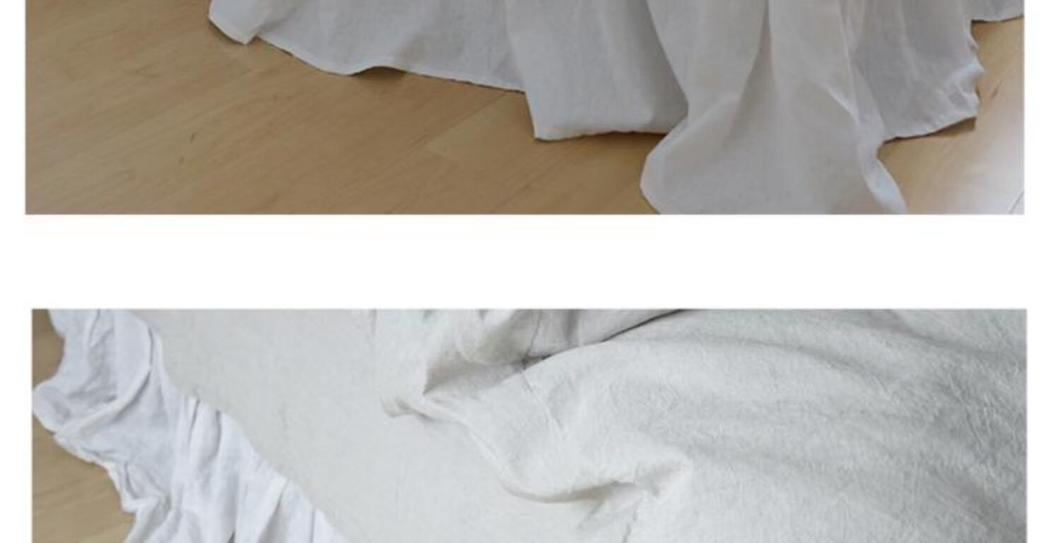 Homemade ins Pháp xù lông trắng giặt vải lanh phòng ngủ với tầng và kết cấu tự nhiên - Váy Petti váy giường