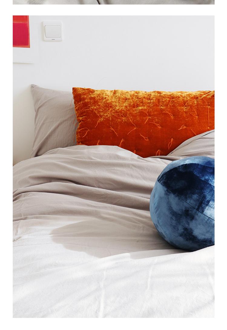 DAISYHOME Bản gốc nhung cao cấp tự chế 绗 cotton thêu tua rua dài gối màu caramel màu xanh hoàng gia - Gối trường hợp gối cho bé
