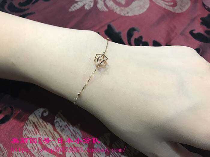 Japan Tsutsumi 10K Gold Super Cool Three-Dimensional Cube Thin Bracelet Made in Japan Japan Tsutsumi 10K Gold Super Cool Three-Dimensional Cube Thin Bracelet Made in Japan
