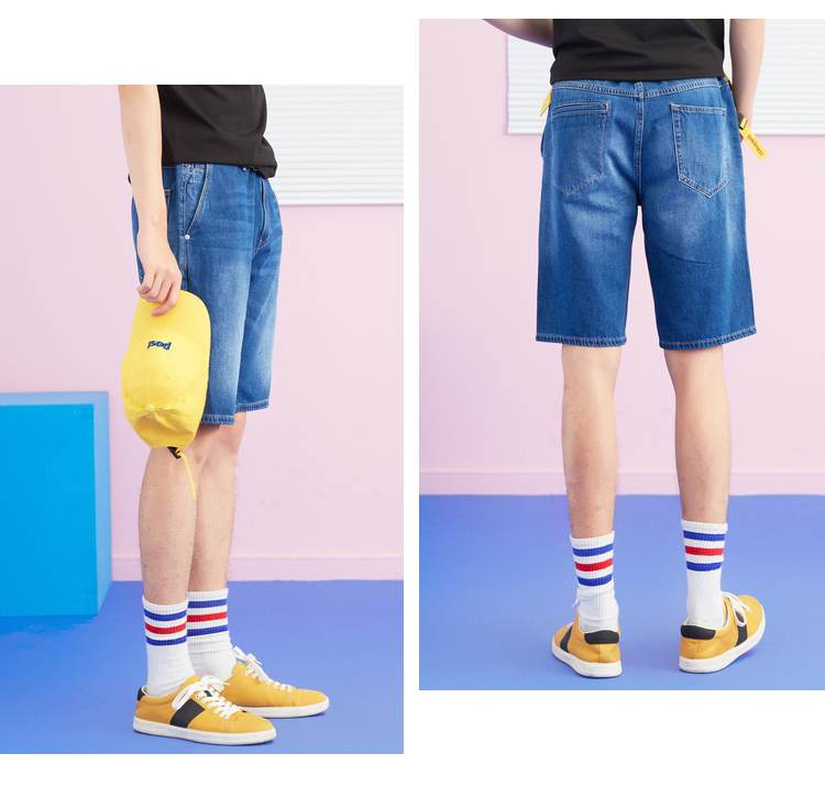 Métbonwe nam hàng đầu cửa hàng quần short denim mùa hè phong cách mới tinh thần anh chàng quần chính thức đích thực - Quần jean quần giữ nhiệt nam