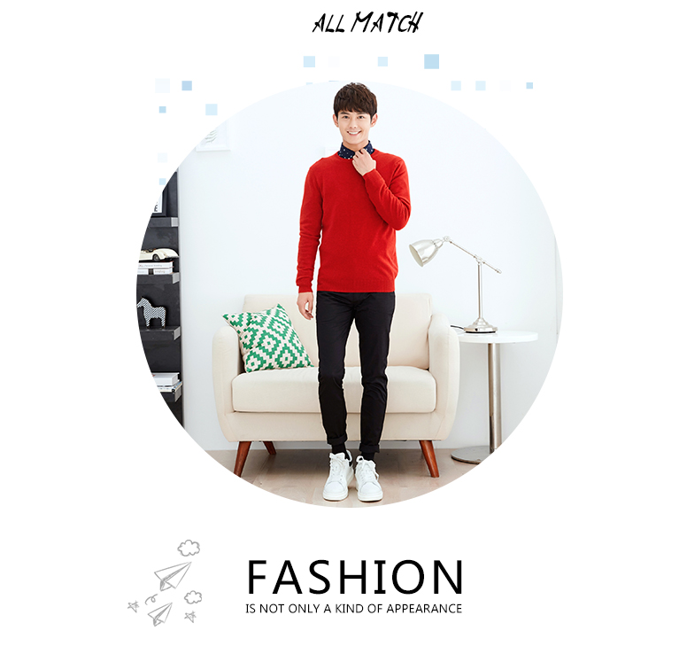 Áo len cashmere của nam giới métbonwe mùa thu và mùa đông màu rắn cổ tròn áo thun cashmere tinh khiết thời trang nam