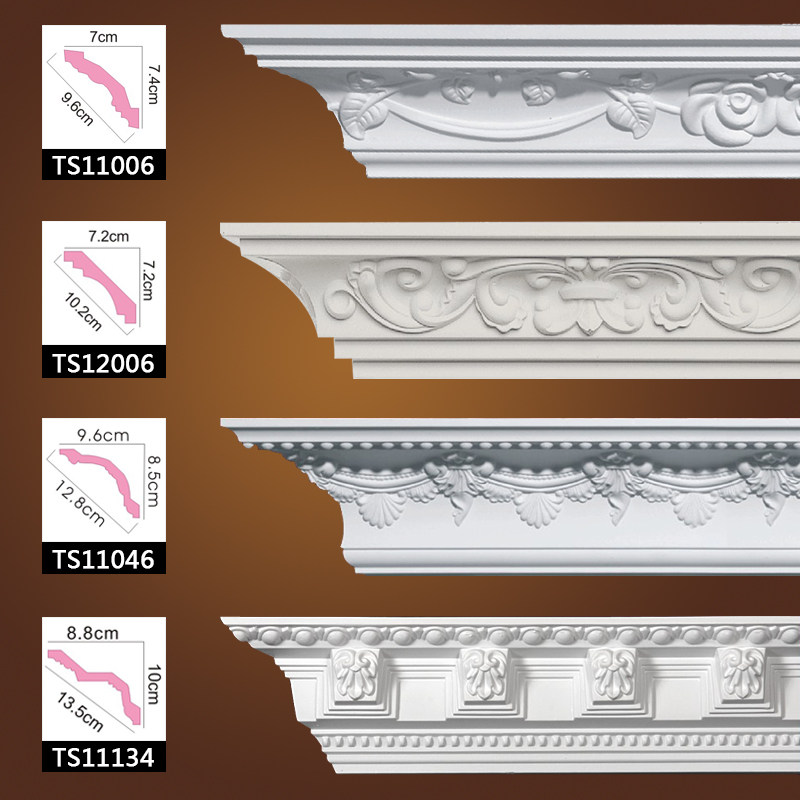 European style PU line carved corner line Living room ceiling decoration Yin angle line Polyurethane new Chinese ceiling modeling material