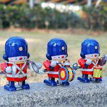8090s nostalgic toy clockwork soldier swinging animal upper chain sheet metal small guard children tread the drums