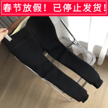 Northern winter new velvet thickened solid color stepping leggings all-match warm one-piece pants womens pressure pants