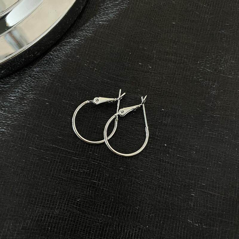 素圈耳环S925银针银色耳扣耳圈耳扣OL气质冷淡风耳饰无耳洞耳夹详情8
