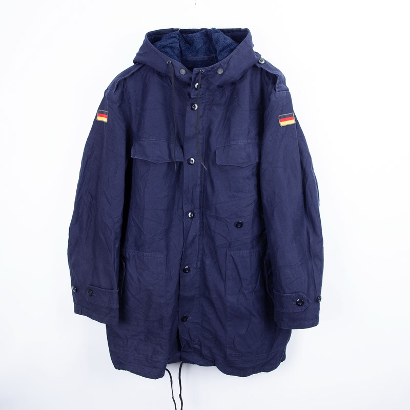 German Navy Blue Camel Wool Coat