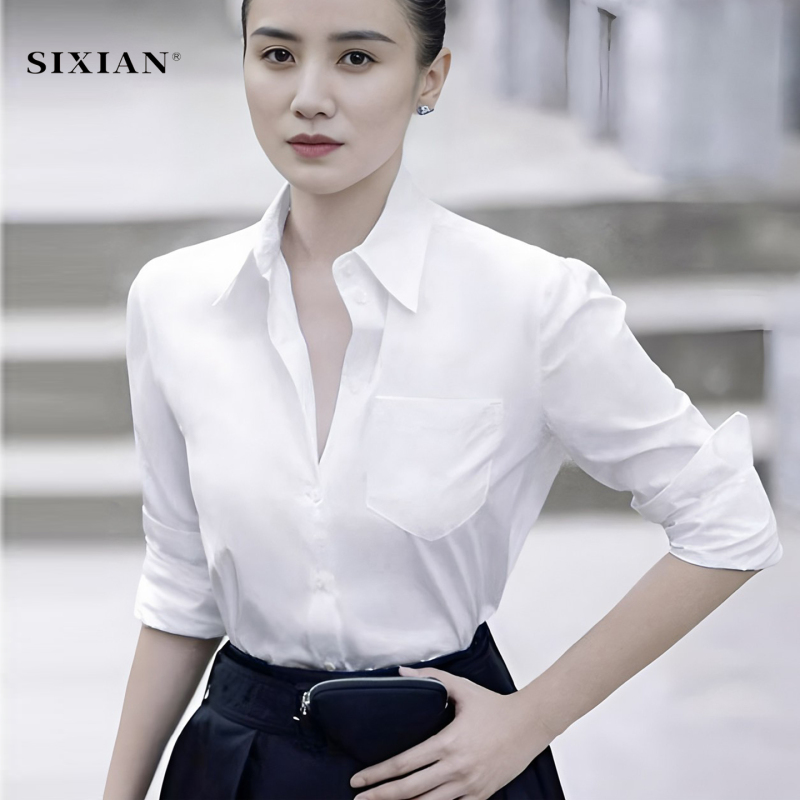 No-Iron Anti-Wrinkle High-End Black and White Shirt for Women, Long-Sleeved Mulberry Silk Top, New Silk Shirt No-Iron Anti-Wrinkle High-End Black and White Shirt for Women, Long-Sleeved Mulberry Silk Top, New Silk Shirt