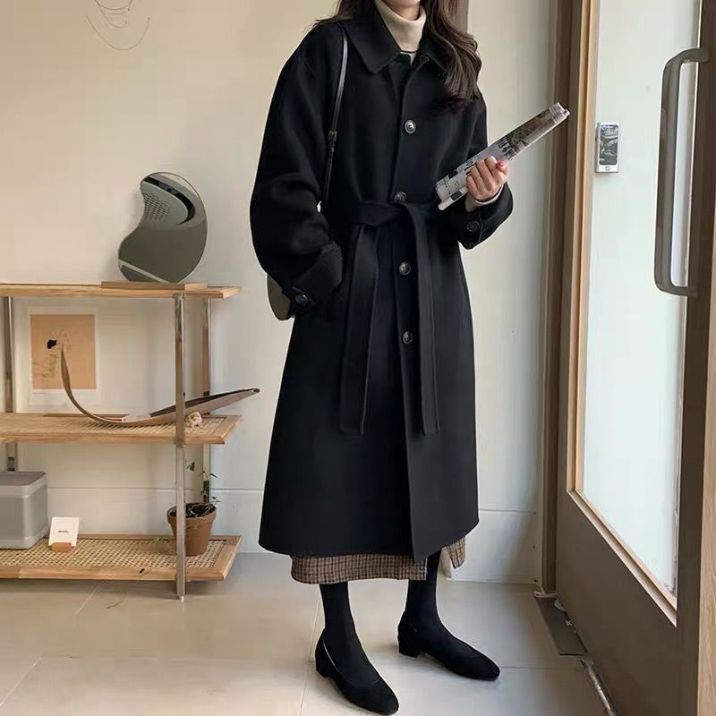 2021 New autumn Winter Hepburn Hairy, what about the women in the jacket, the long version of the black little subthickening in the coat?