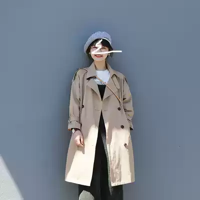 Spring and Autumn 2021 New early autumn windbreaker coat women's coat medium and long version of small man temperament Korean casual autumn