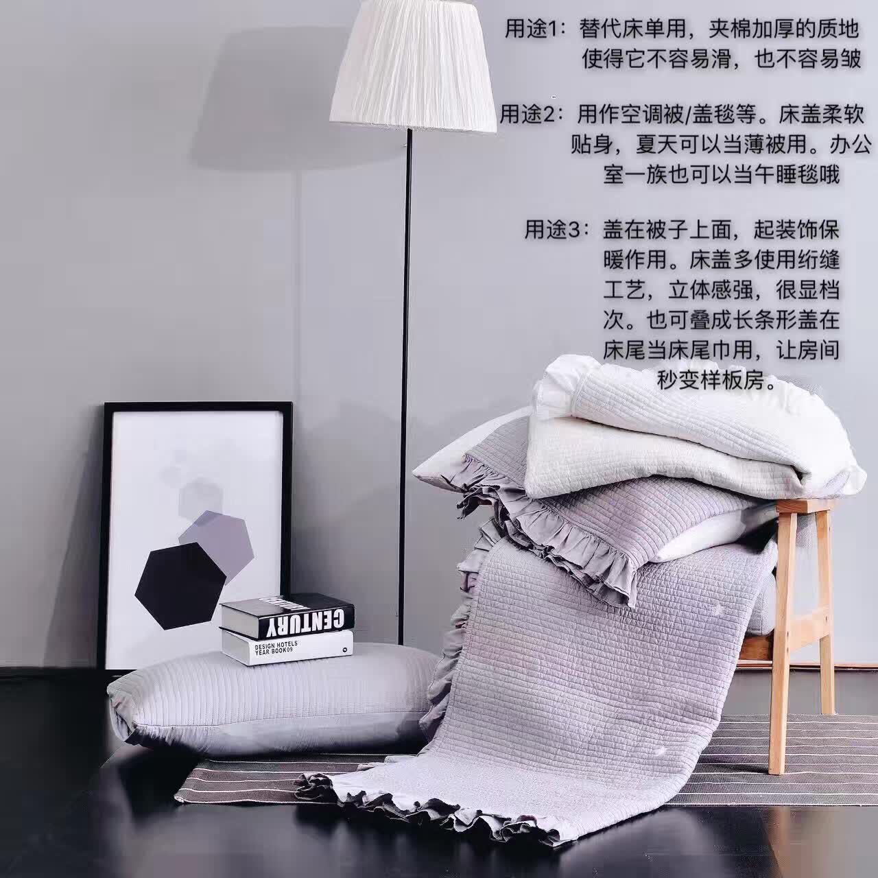 Sao chần lá sen ren giường bìa ba bộ cotton thêu + xếp li ren cổ tích chủ tiệm đề nghị đa mục đích