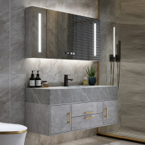 Rock board one bathroom cabinet combination modern simple light luxury face wash sink Mirror wash basin toilet set