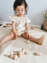 Livia Joy original hand-painted pattern exclusive custom-dyed beige bag fart romper girl thin section