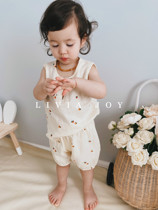 Livia Joy Exclusive Hand-painted Orange Pattern Custom-dyed Beige Sleeveless Top Boys Thin