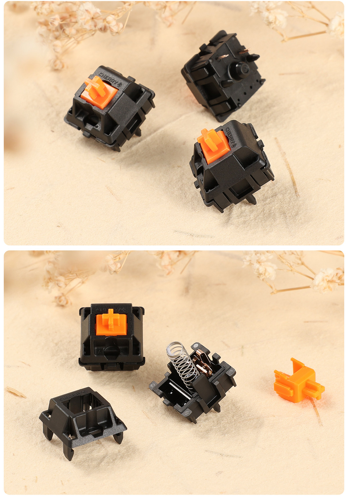 Вал cherry 客制化机械键盘樱桃橙轴 速度五脚线性轴 mx机械键盘开关