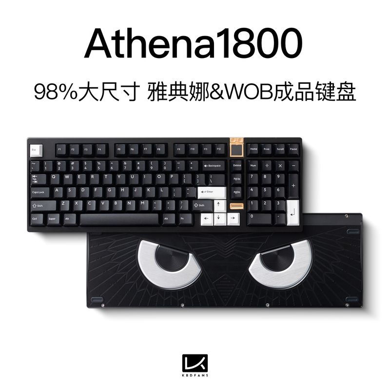 Kbdfans Athena1800 Athena Owl Wob Black Custom Mechanical Keyboard Hot-Swappable Finished Product