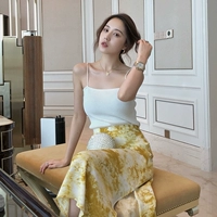 Летняя длинная приталенная юбка, 2019, средней длины, высокая талия, в корейском стиле, А-силуэт