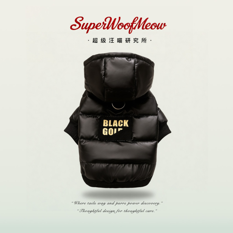 Winter Dog Black Graphene Black Gold Hooded down Jacket Cat Medium-Sized Warm Breathable Pet Dog Clothes Winter Dog Black Graphene Black Gold Hooded down Jacket Cat Medium-Sized Warm Breathable Pet Dog Clothes