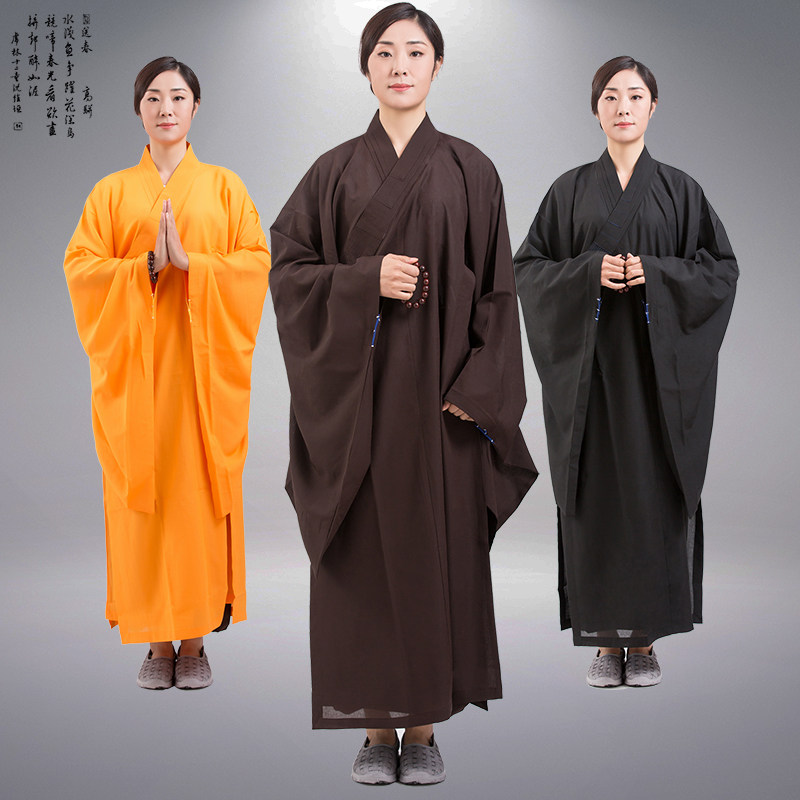 Monk clothing Haiqing men's and women's residence clothing table hemp yarn opaque coffee black yellow gray Buddha clothing big sleeve robe for Buddhism