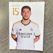 Valverde Real Madrid 2023-2024 season official card Real Madrid white card postcard