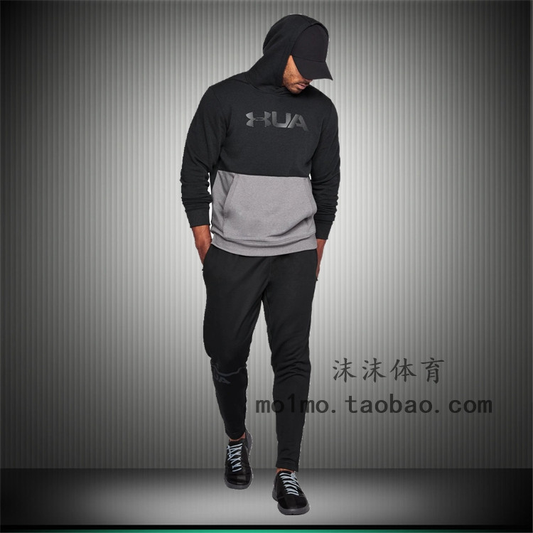 UA An Dema UNDER ARMOR nam tự canh tác dày tiêu chuẩn lớn cộng với áo len trùm đầu bằng nhung hoodie 1302294 - Thể thao lông cừu / jumper áo hoodie màu đen