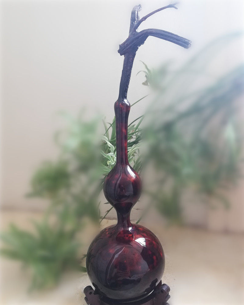 Natural handmade lacquer gourd ornament hidden flower lacquer play collection craft gift ornament hand twist eight treasure car pendant one thing one picture