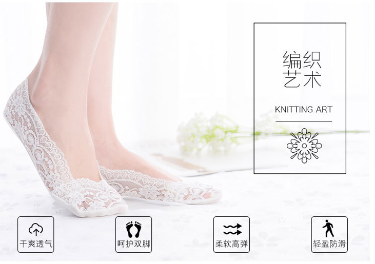 Ren vớ thuyền vô hình mùa hè vớ mỏng nông miệng vớ vớ cotton vớ lưới silicone non-slip thấp để giúp phụ nữ