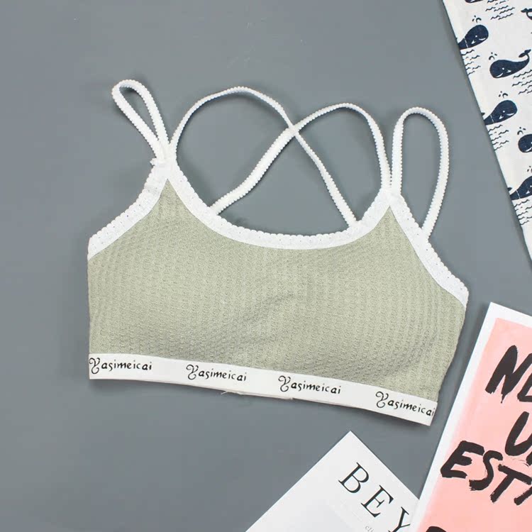 Giải phóng mặt bằng sợi bông quấn ngực ống trên lưng gợi cảm không có vành sling vest đồ lót học sinh nữ sinh trung học văn bản nội y quyến rũ