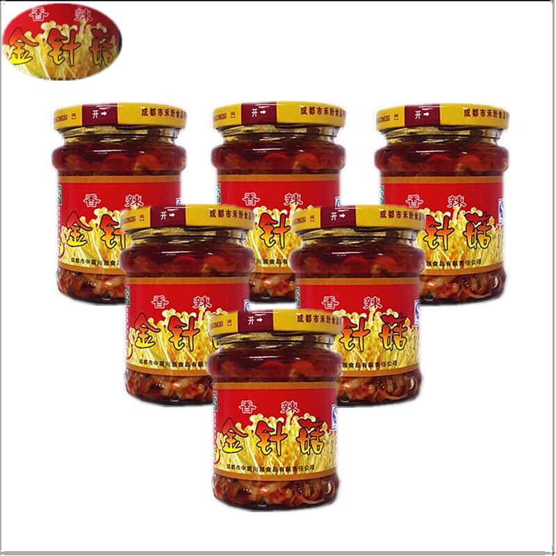 Graminia golden needle mushrooms 155g * 6 bottles of ready-to-eat cool and mixed with canned savory flavors for casual little snacks