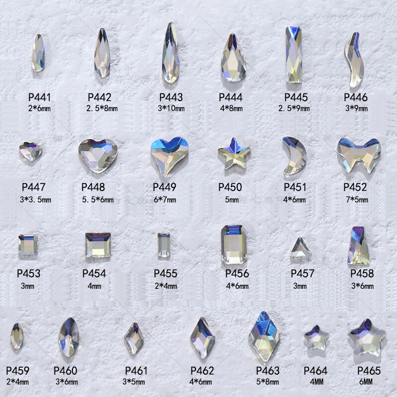 【Clearance】Nail Art Rhinestones, Ultra-Shiny Moonlight Blue Flat-Bottomed Irregular-Shaped Rhinestones for Wearable Nails