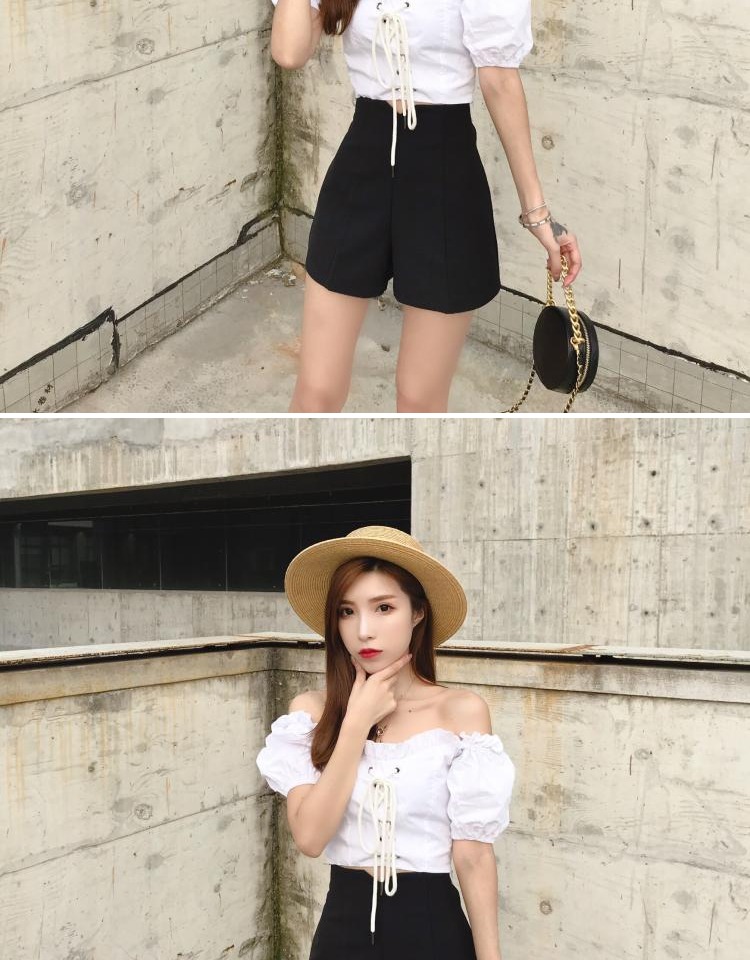 Quần short voan nữ mùa hè eo cao 2019 mới phù hợp với quần lửng đen rộng một từ quần ống rộng thời trang - Quần short quần sọt nữ