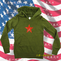Battlefield American style military fan womens sweater with hood five-pointed star outdoor casual wool pure cotton sweater