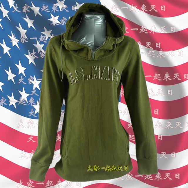 Free radical Beauty Women's army fan sweater Long sleeve T-shirt Hooded old outdoor long version pullover top