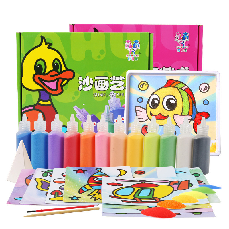 DIY Sand Painting Color Sand Boys and Girls Toys Kindergarten Educational Handmade Sand Painting Table Children's Sand Painting Set