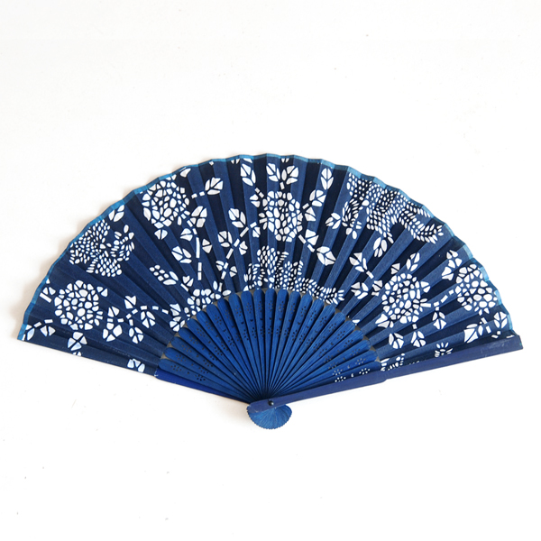 Antique dark blue folding fan exquisite small women's fan small fan floral fan birthday gift special batch