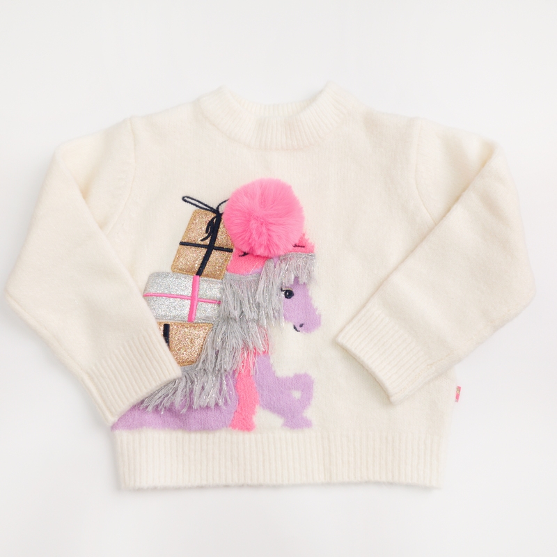 4-12 Years Old French Style Bil*Bl*Sh Girls' Autumn and Winter Embroidered Tassel Glitter Pony Half-High Collar Sweater 4-12 Years Old French Style Bil*Bl*Sh Girls' Autumn and Winter Embroidered Tassel Glitter Pony Half-High Collar Sweater