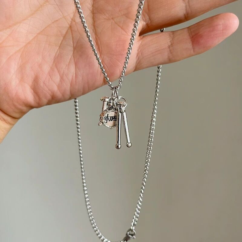 New Rock Band Mini Drum Set Necklace for Women, Unique Niche Punk Hip-Hop Titanium Steel Clavicle Chain That Does Not Fade New Rock Band Mini Drum Set Necklace for Women, Unique Niche Punk Hip-Hop Titanium Steel Clavicle Chain That Does Not Fade