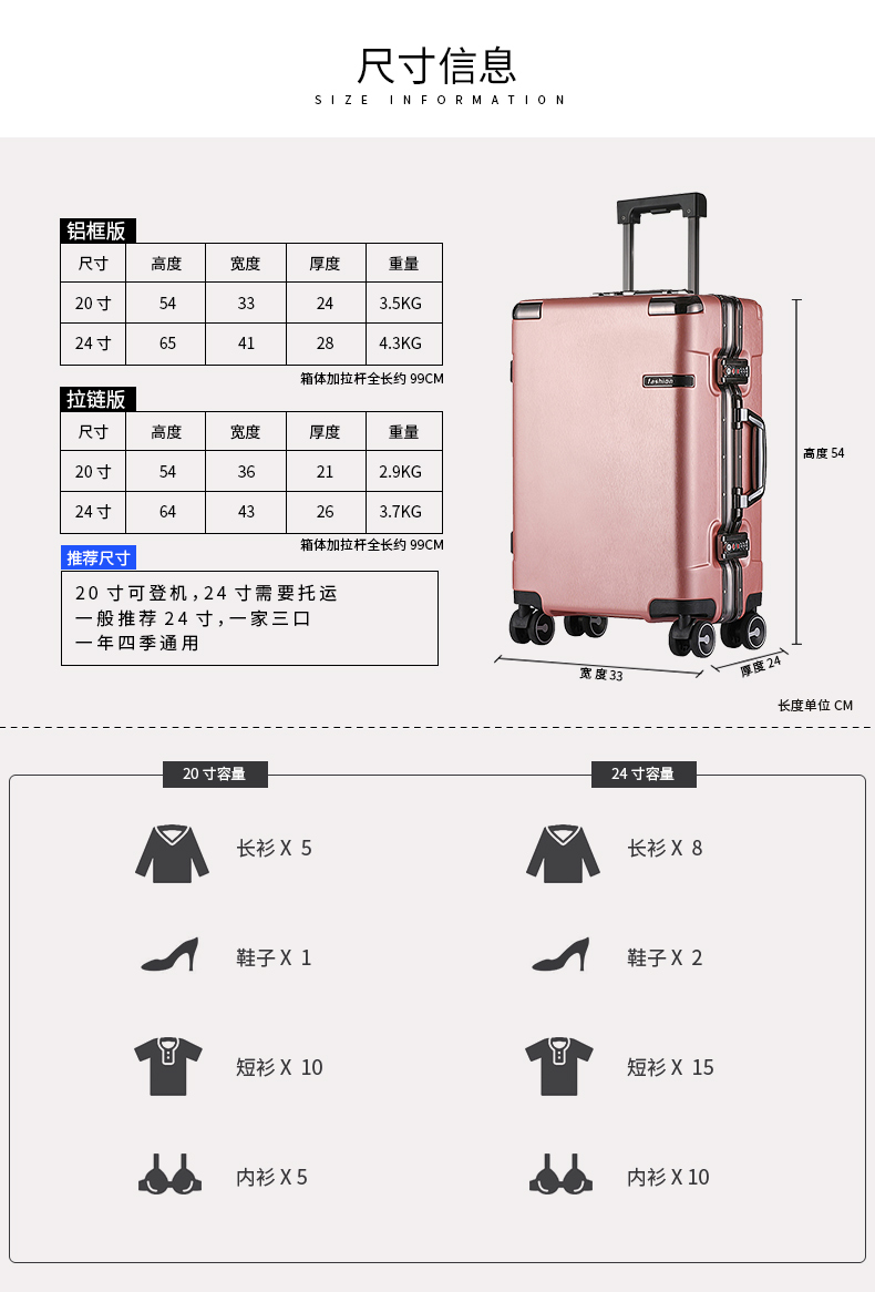 Prince's Square mới trường hợp xe đẩy hải quan khóa hành lý sống độc quyền 20 inch nội trú ABS vali 24 phụ nữ túi du lịch