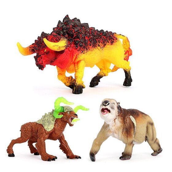 Simulated Animal Model Mythical Monster Lava Pulp Flint Cow Stone Cow Double Gate Toothed Animal Magic Beast Kidsren's Toy