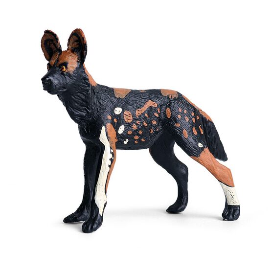 Simulated Wild Animal Model Solid African Wild Dog Earthwolf Hunting Dog Model Kidsren's Plastic Toy Cognitive Ornaments