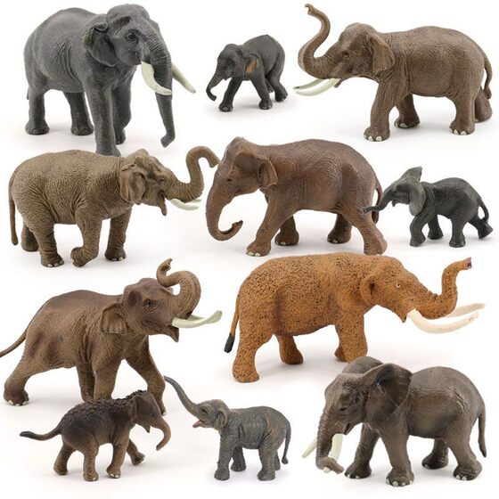 Children's Solid Artificial Wild Animal Model African Elephant Mammoth Elephant Toy Set Early Education Science and Education Ornaments