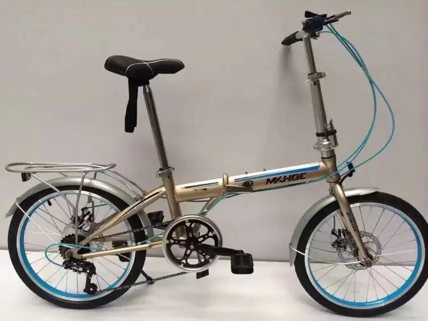 MXHGC-T9 20 inch folding bicycle Shieno transmission gear front and rear double disc brake with rear shelf