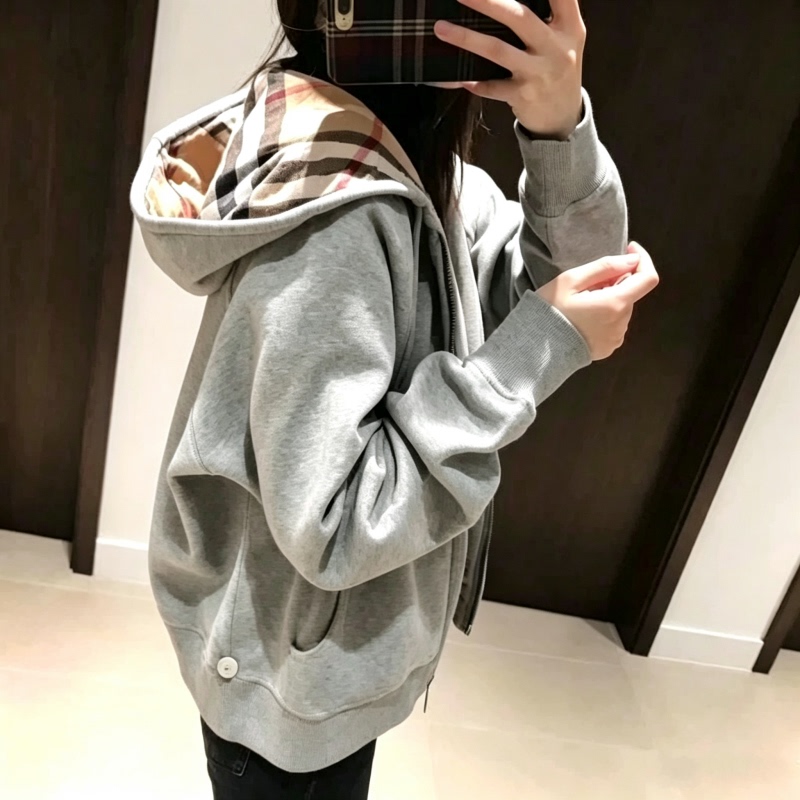 2026 Spring and Autumn High-End Classic Pure Cotton Hooded Sweatshirt Thickened Loose Embroidered Zipper Cardigan Unisex Casual Jacket