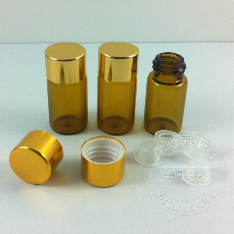 Factory direct sales 3ML brown essential oil bottle with gold cap glass bottle cosmetic bottle tan glass essential oil bottle
