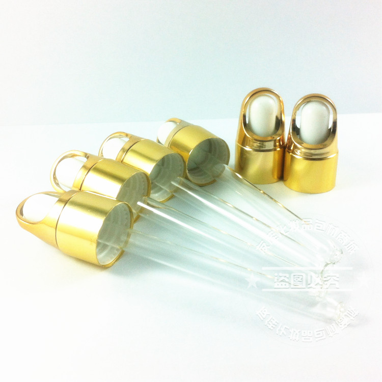 Factory direct supply essential oil bottle golden flower basket anodized aluminum with rubber head with dropper