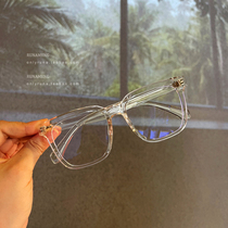 RUNAHOME21 Summer Retro Super Universal crystal white square mens and women anti blue light myopia frame frame frame