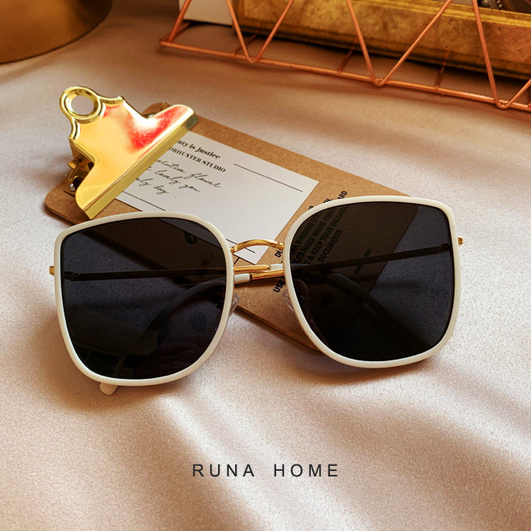 Runa Home Retro Harajuku Star Beige Ultra Light Polarized Star Men's and Women's Oversized Square Sunglasses