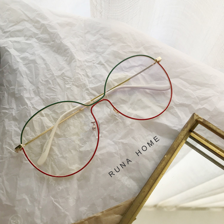 RUNA HOME 2020 new green and red color matching star fashion men's and women's models oval myopia mirror flat frame
