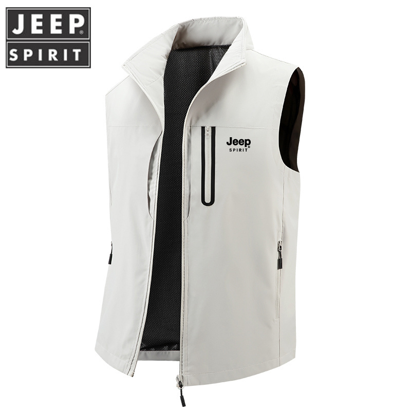 Jeep Summer Ice Silk Vest for Men 2026 Outdoor Sports Thin Vest Large Size Workwear Vest for Outer Wear